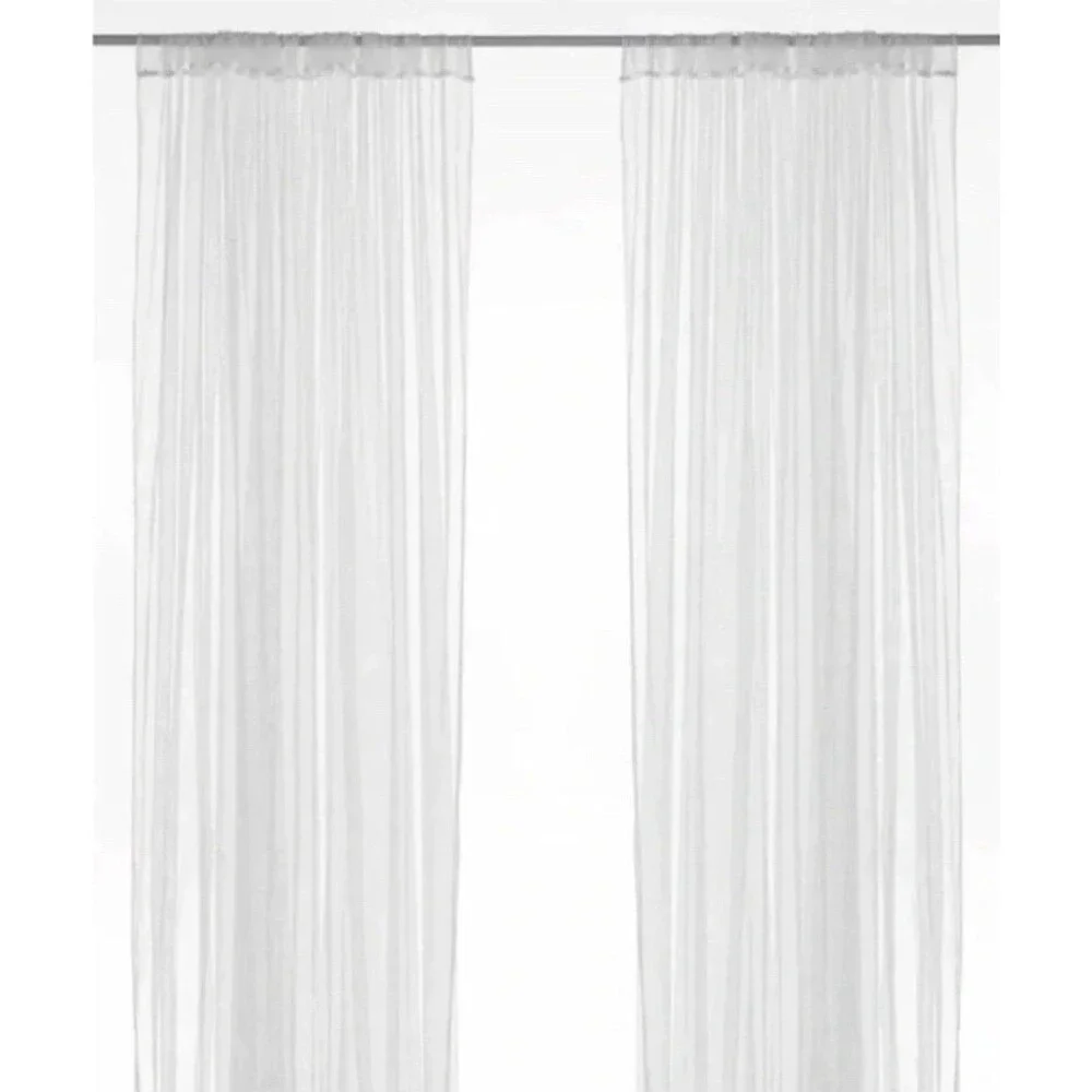 Ikea Sheer Curtains White Rod Pocket Net/Mesh 2 Panels, 98” L x 110” W